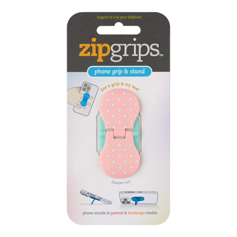 ZipGrips  - White Dots on Pink