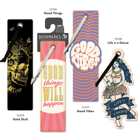 Quirky Bookmarks - Gold Skull (set van 3)