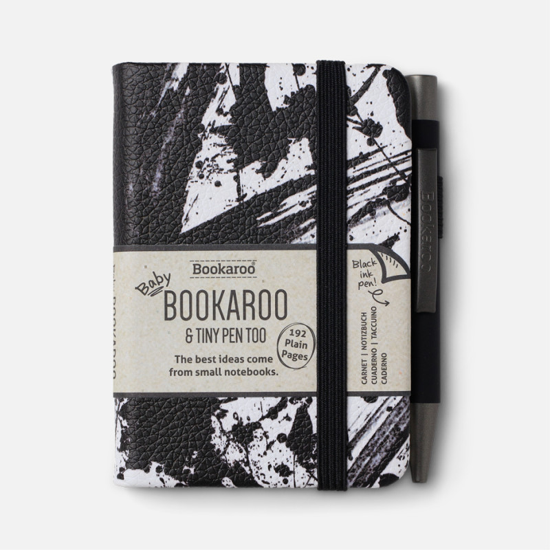 Bookaroo Baby Notebook & Pen (A7) - Black & White Splatter