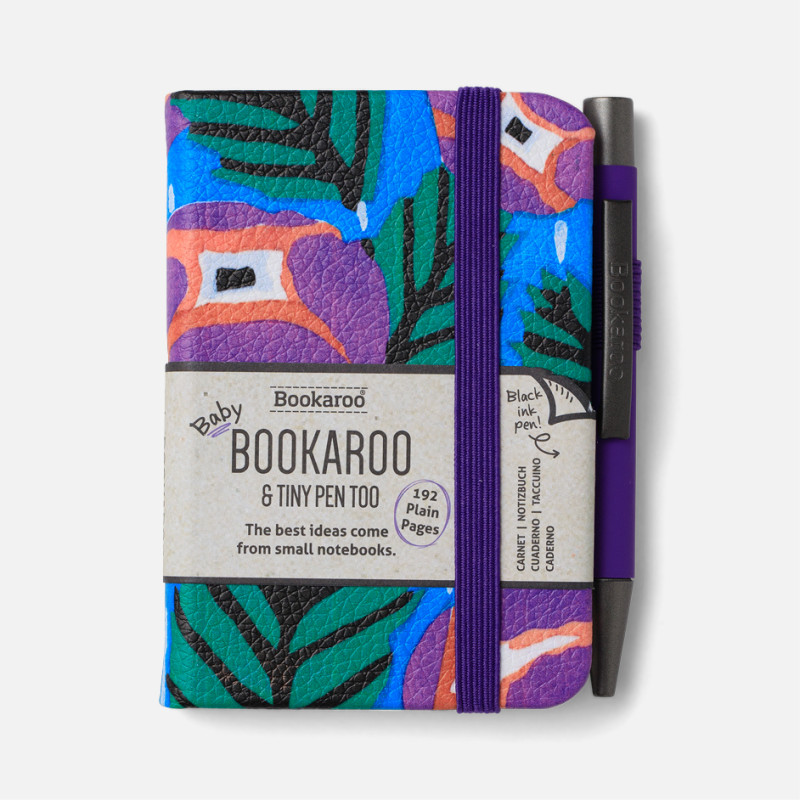 Bookaroo Baby Notebook & Pen (A7) - Purple & Turq Floral