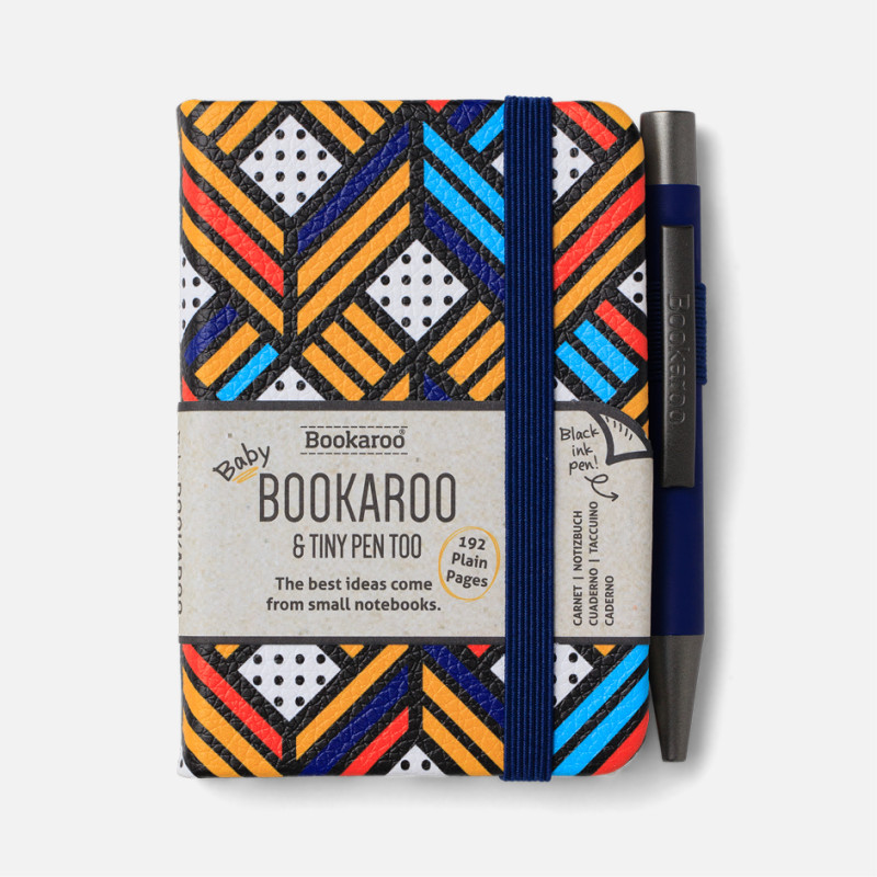 Bookaroo Baby Notebook & Pen (A7) - Navy & Yellow Geo