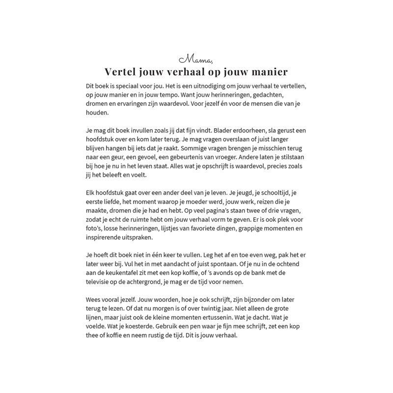 Mama, ik wil je verhaal weten