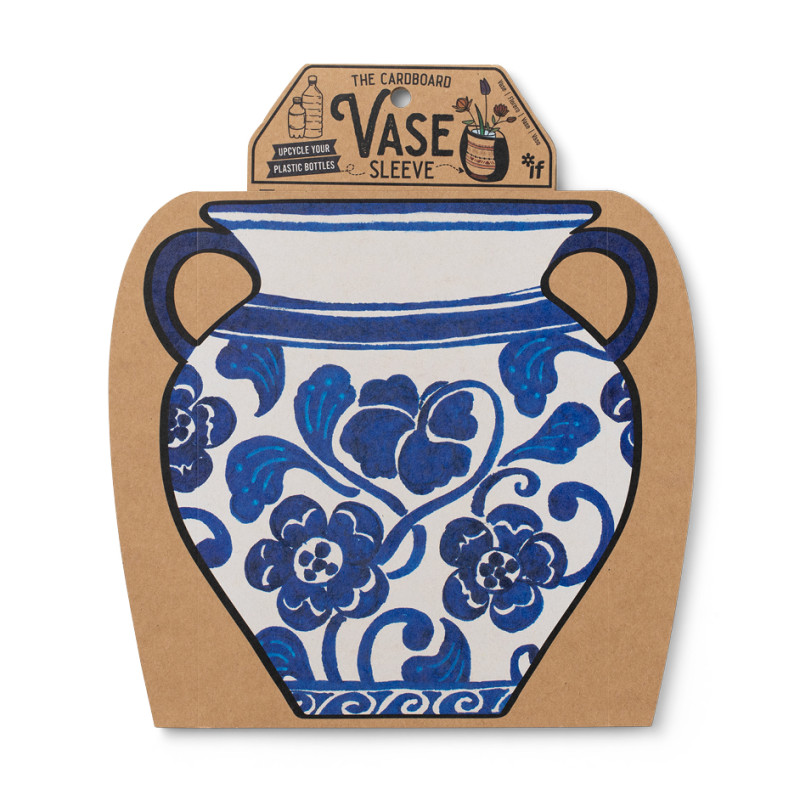 The Cardboard Vase Sleeve - Blue & White Floral (set van 3)