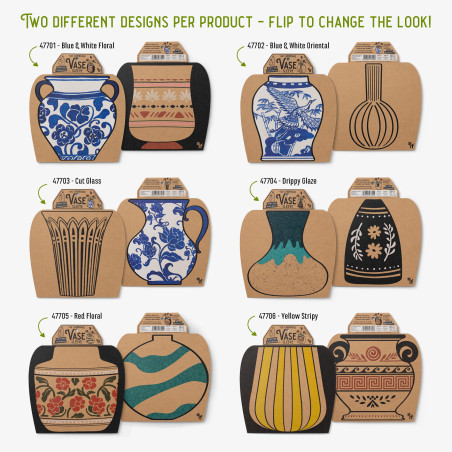 The Cardboard Vase Sleeve - Blue & White Floral (set van 3)
