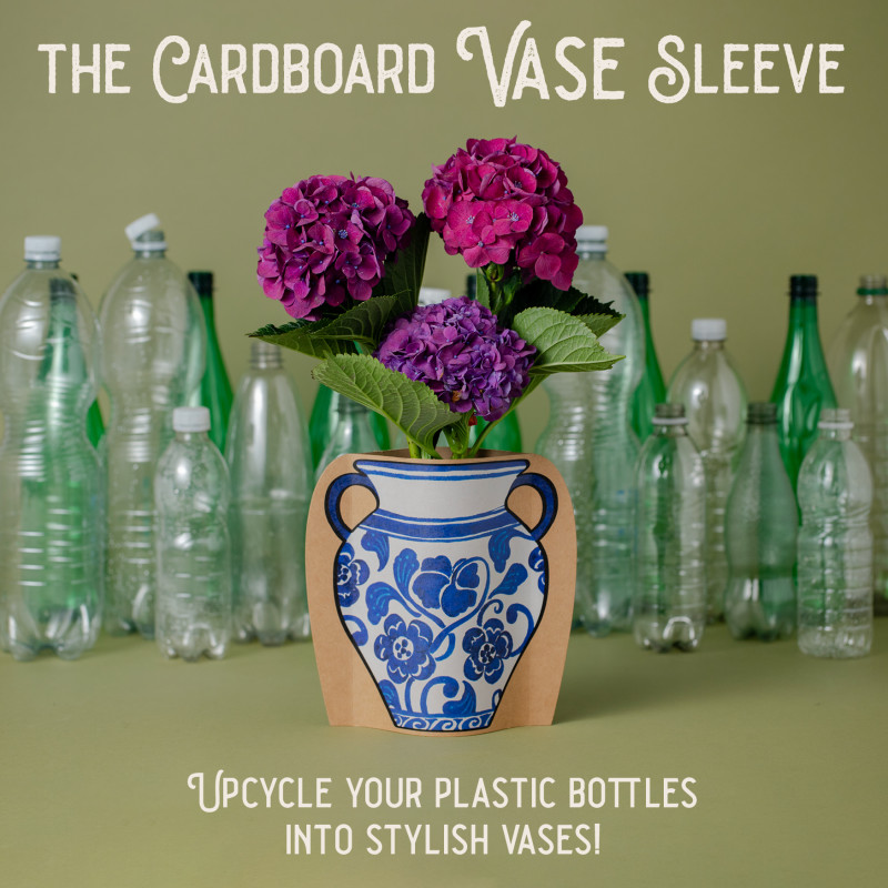 The Cardboard Vase Sleeve - Blue & White Oriental (set van 3)