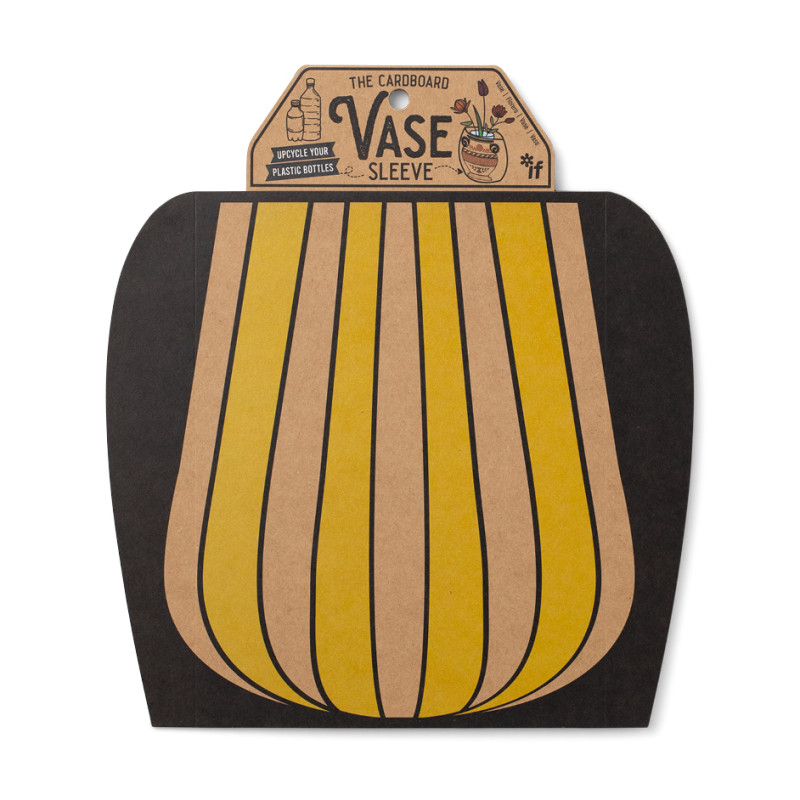The Cardboard Vase Sleeve - Yellow Stripy (set van 3)