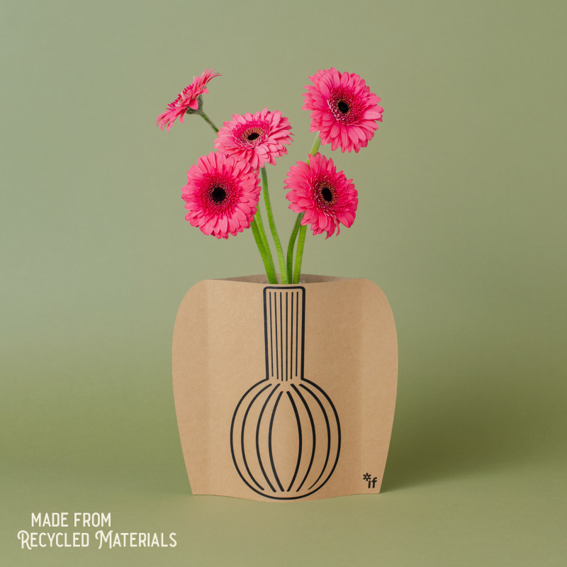 The Cardboard Vase Sleeve - Yellow Stripy (set van 3)