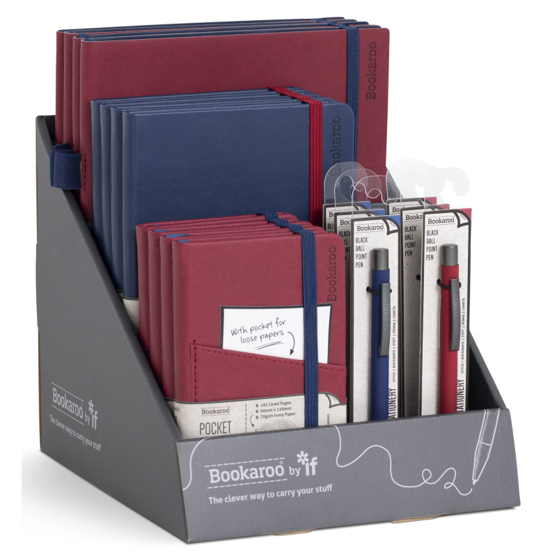 Display | Bookaroo Notebook & Pen - Dark Red & Navy