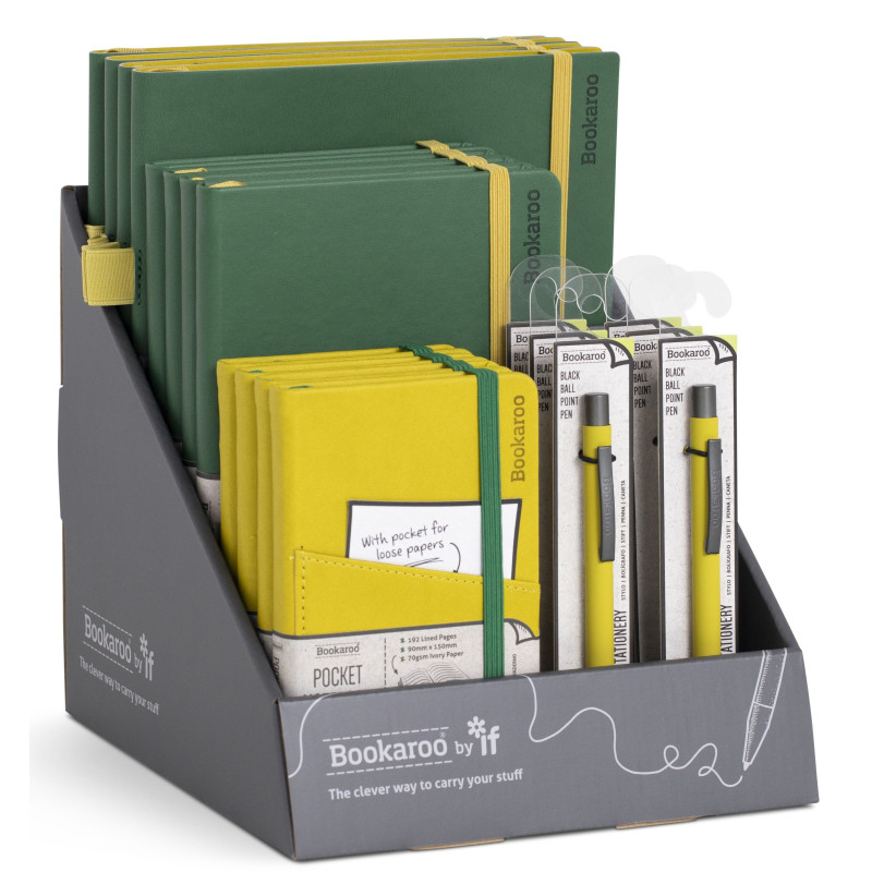 Display | Bookaroo Notebook & Pen - Forest Green & Chartreuse